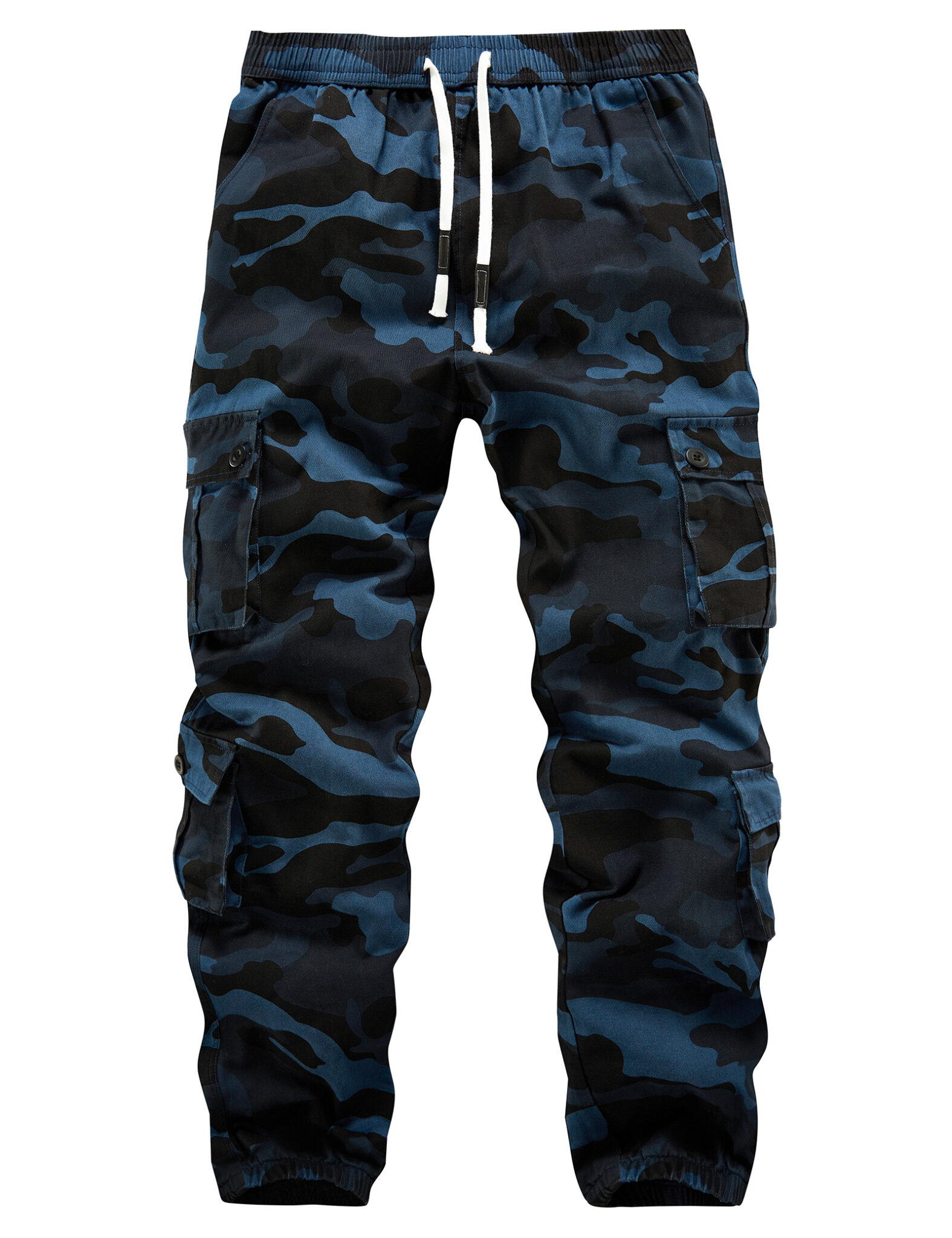 Men's Cotton Cargo Work Pants with Elastic Waist