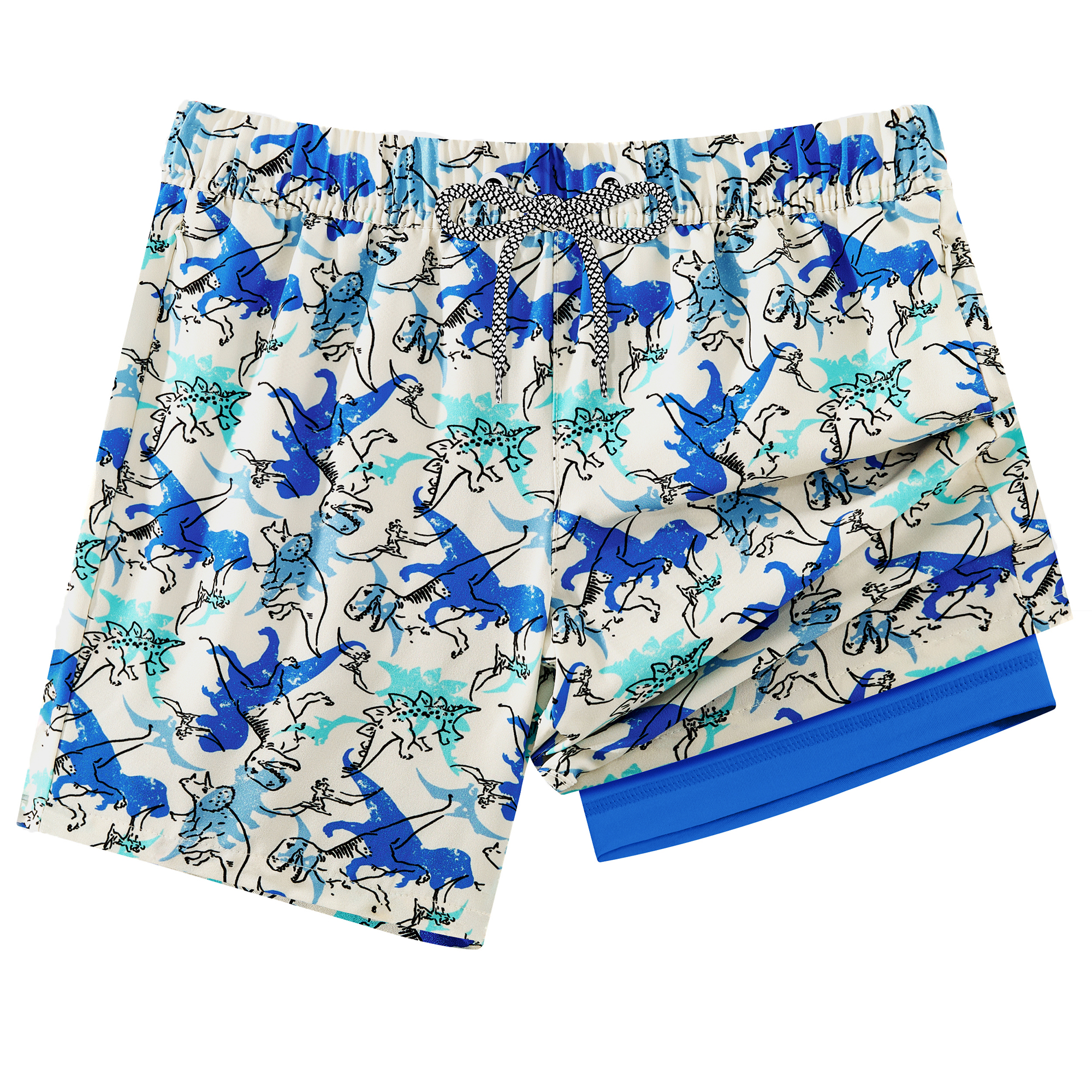 Boys 2-in-1 Swim Trunks with Zipper Pockets