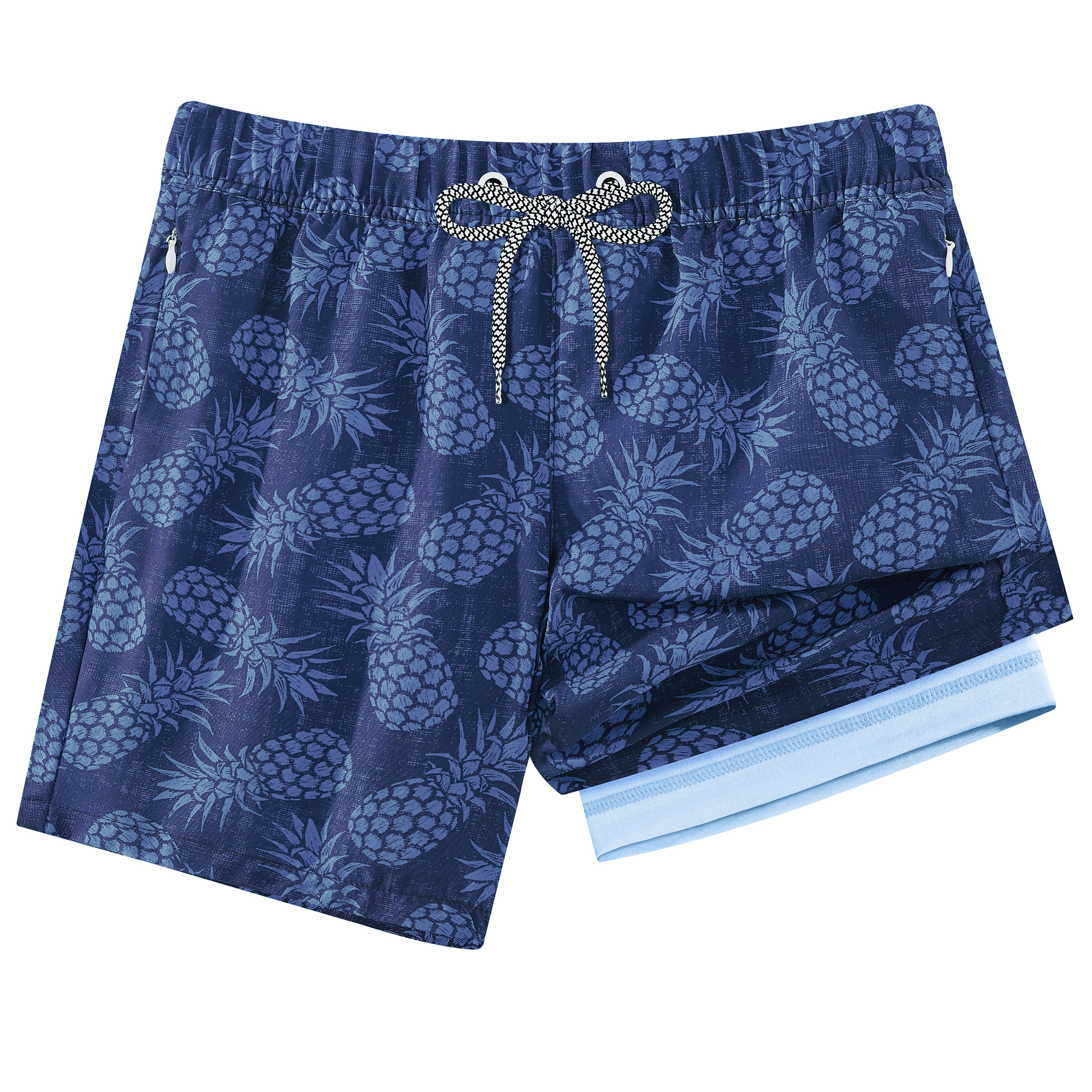 Boys 2-in-1 Swim Trunks with Zipper Pockets