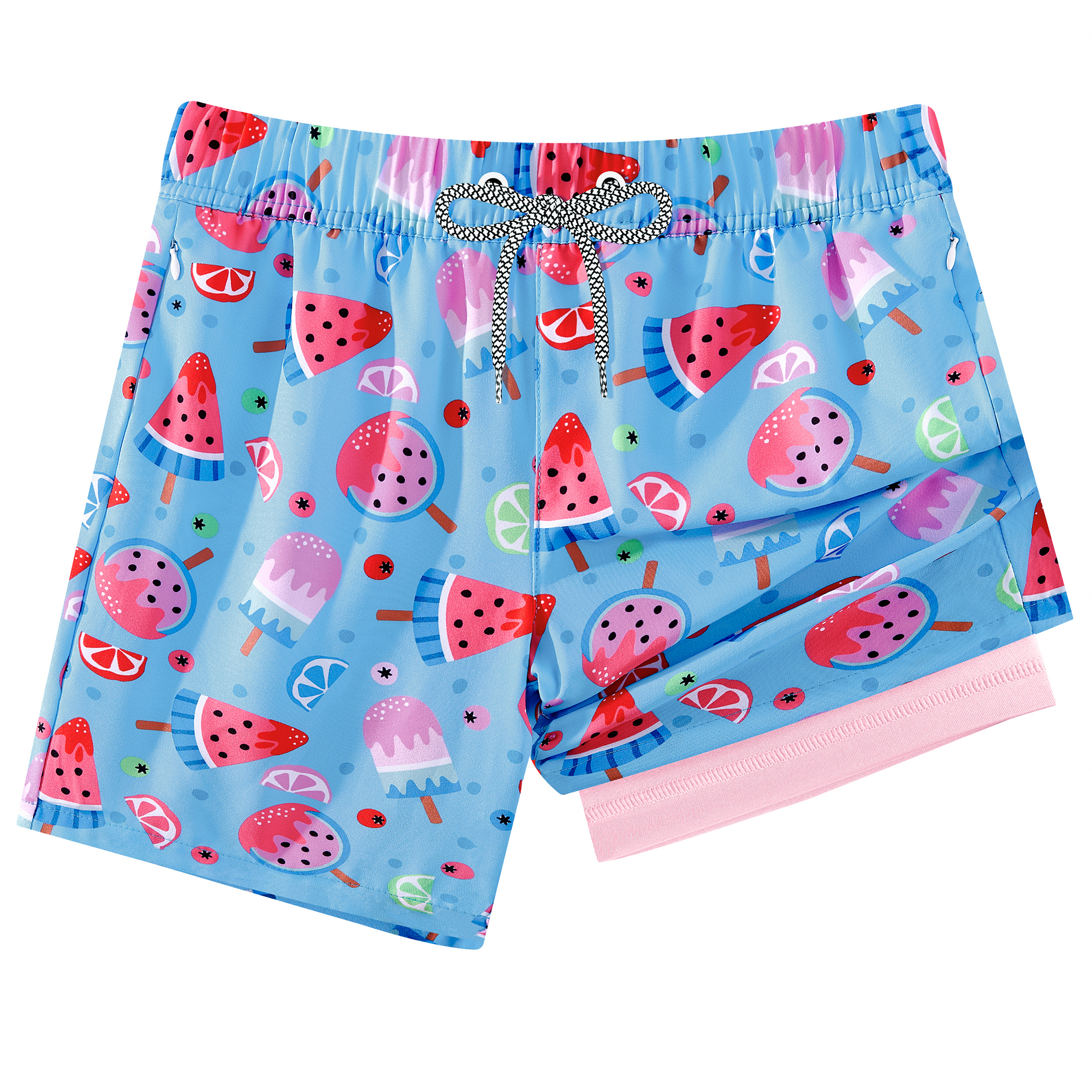 Boys 2-in-1 Swim Trunks with Zipper Pockets