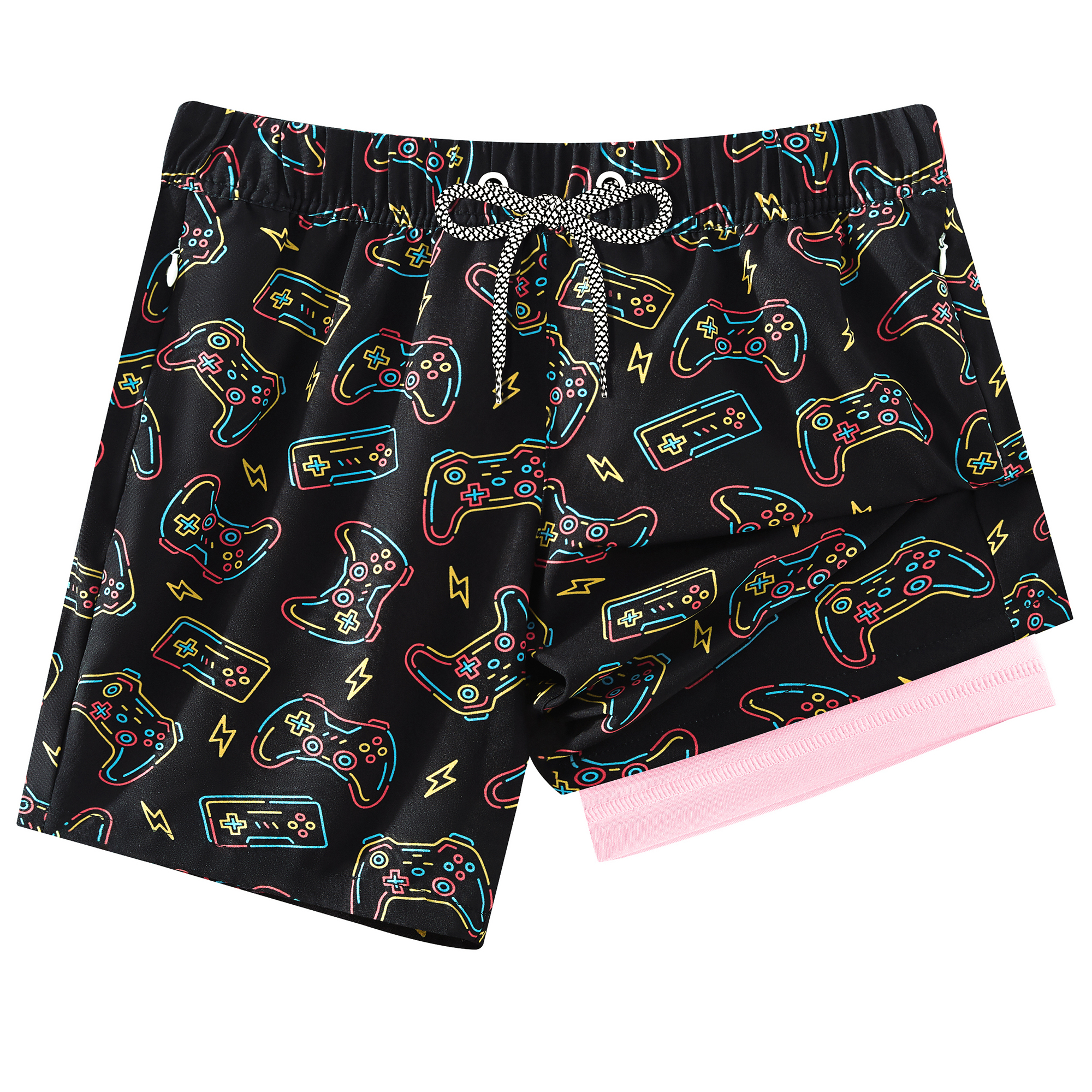 Boys 2-in-1 Swim Trunks with Zipper Pockets