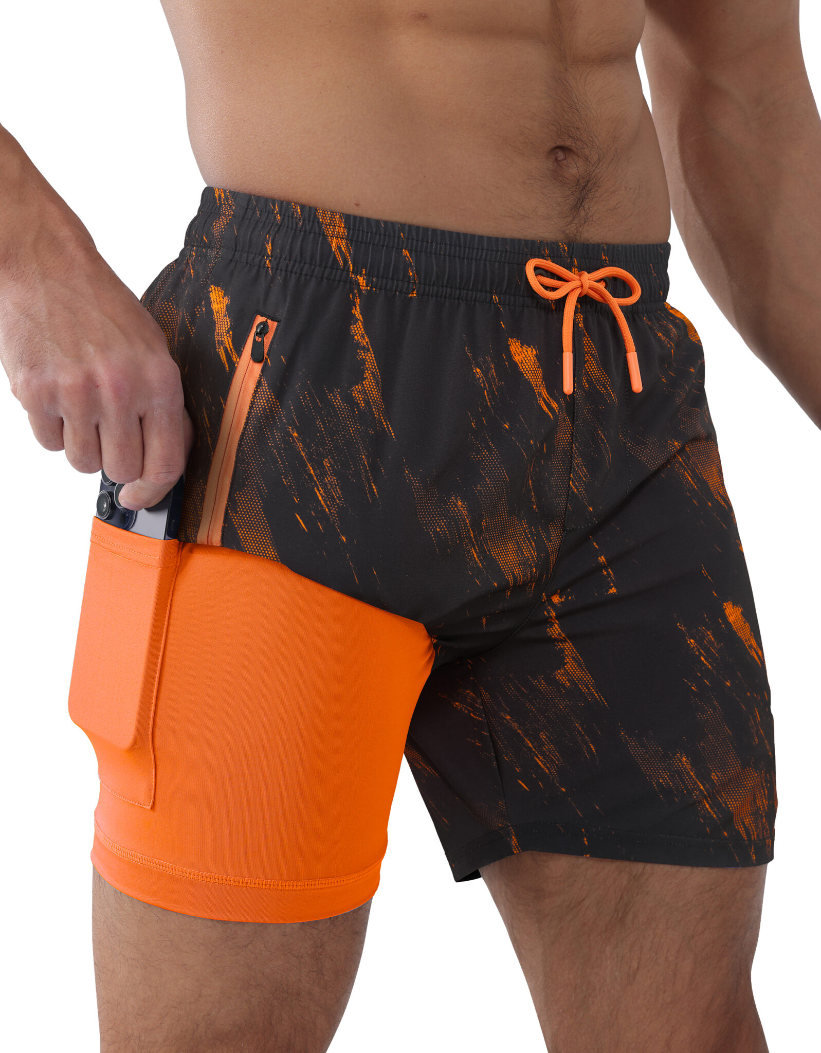 Mens Swim Trunks 5 Inch With Zipper Pockets