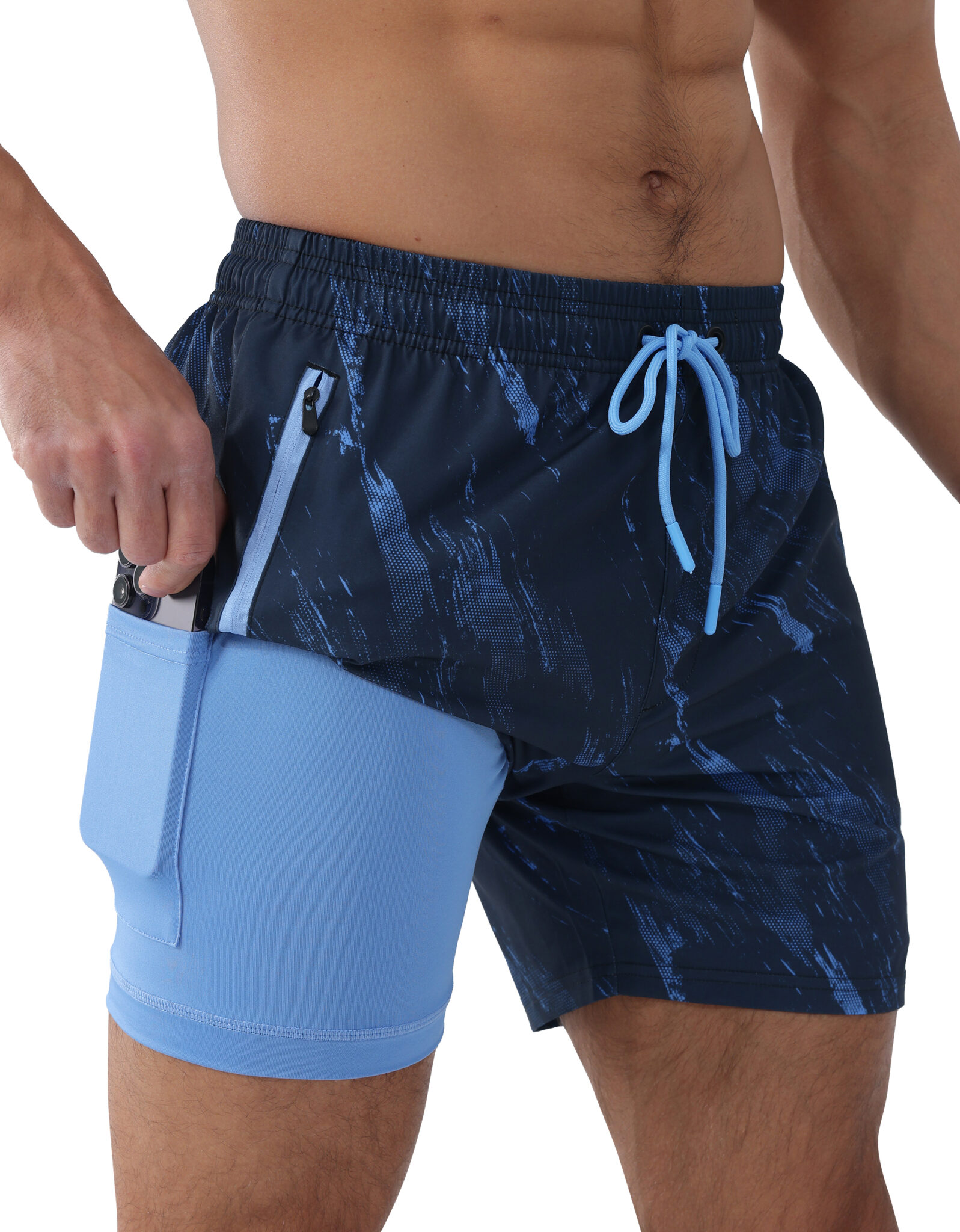 Mens Swim Trunks 5 Inch With Zipper Pockets