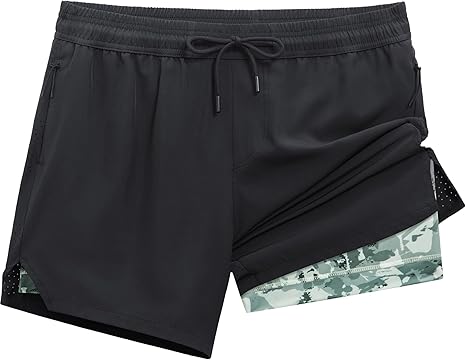 Men's 5" Athletic Shorts 2-in-1 with Liner & Zip Pockets