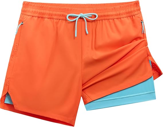 Men's 5" Athletic Shorts 2-in-1 with Liner & Zip Pockets