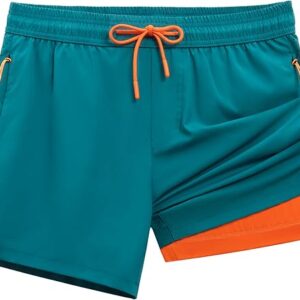 Men's 5" Athletic Shorts 2-in-1 with Liner & Zip Pockets