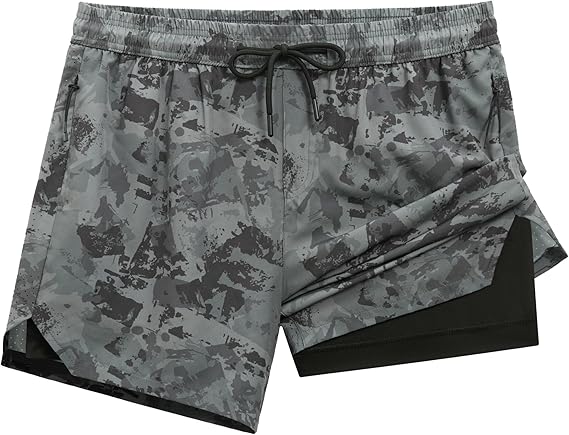 Men's 5" Athletic Shorts 2-in-1 with Liner & Zip Pockets