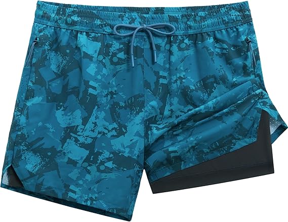 Men's 5" Athletic Shorts 2-in-1 with Liner & Zip Pockets