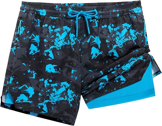 Men's 5" Athletic Shorts 2-in-1 with Liner & Zip Pockets