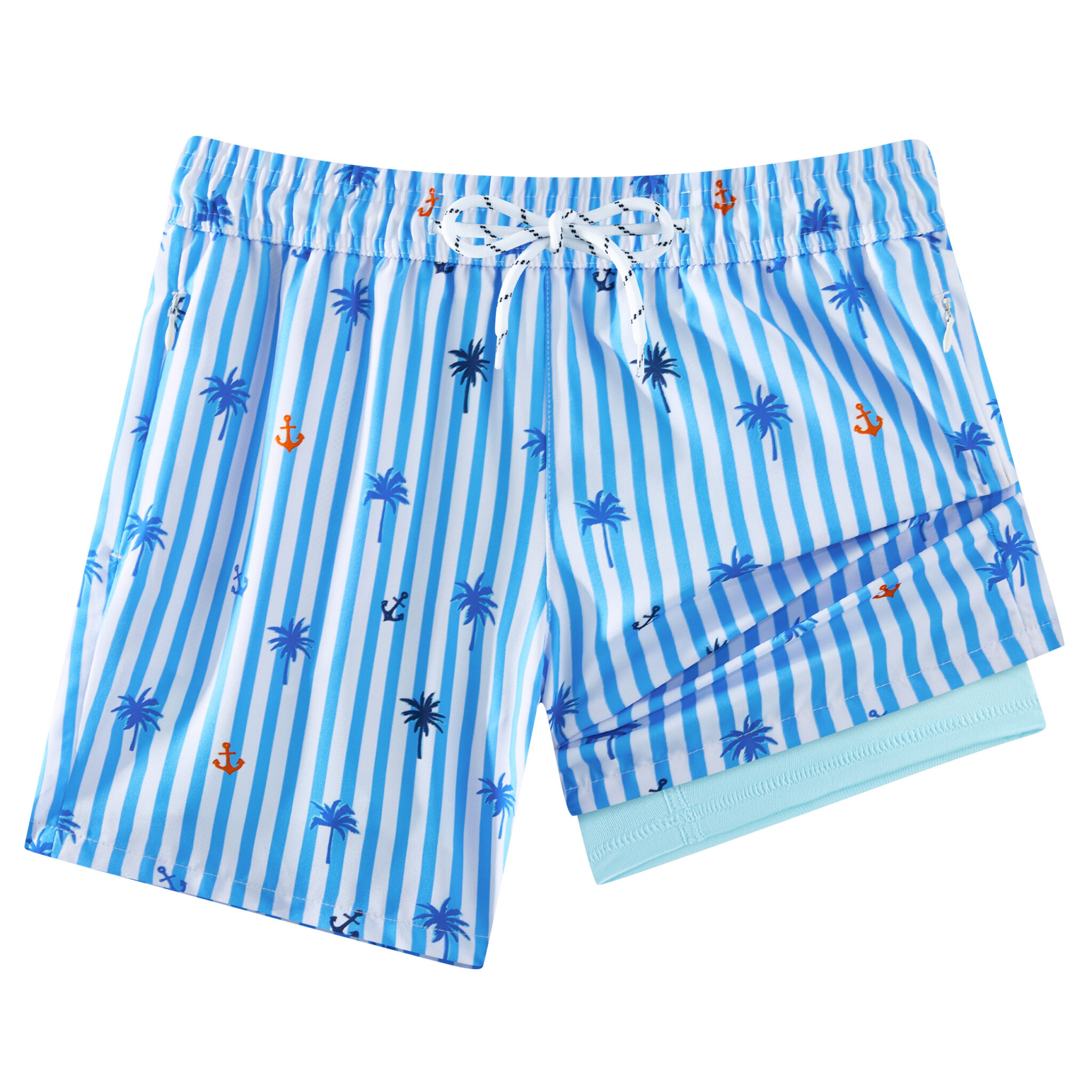 Boys 2-in-1 Swim Trunks with Zipper Pockets