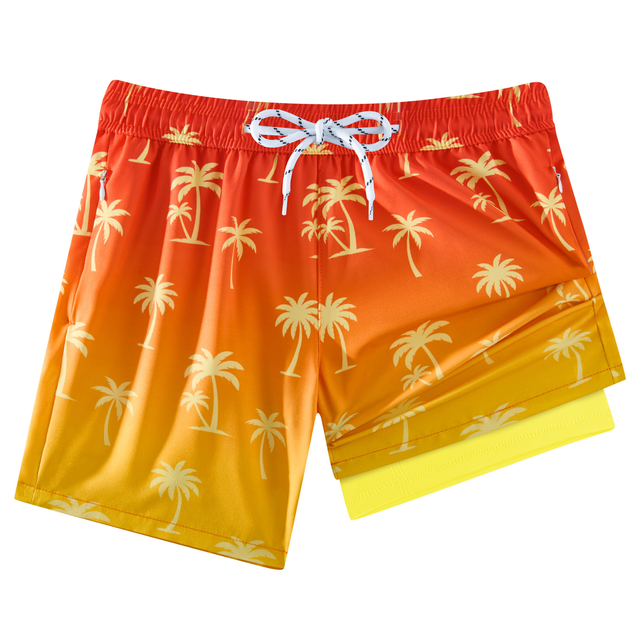 Boys 2-in-1 Swim Trunks with Zipper Pockets