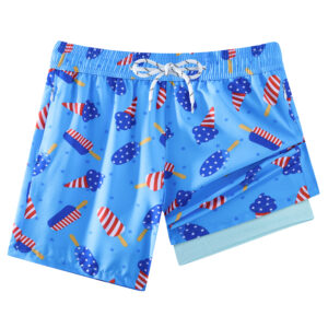 Boys 2-in-1 Swim Trunks with Zipper Pockets