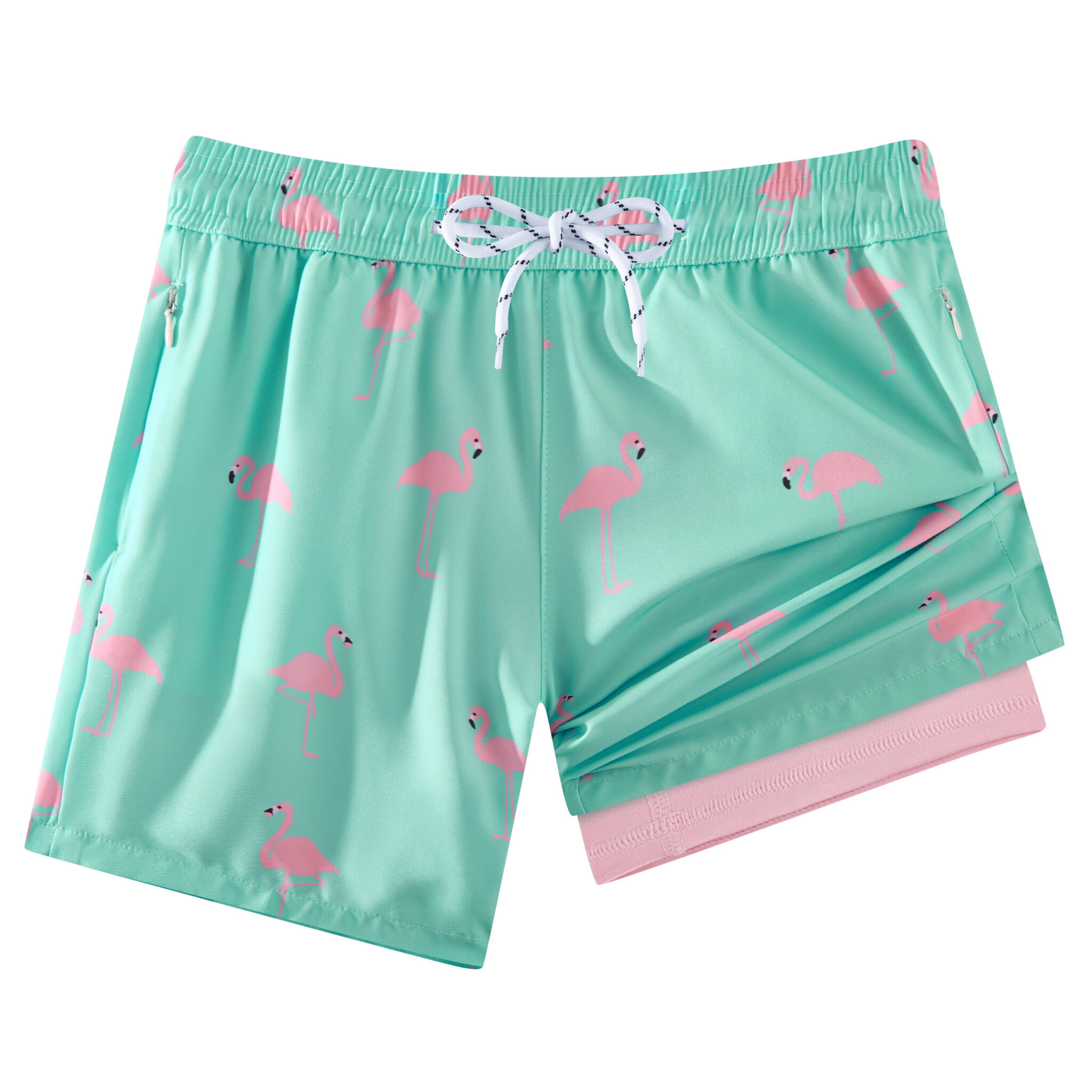Boys 2-in-1 Swim Trunks with Zipper Pockets