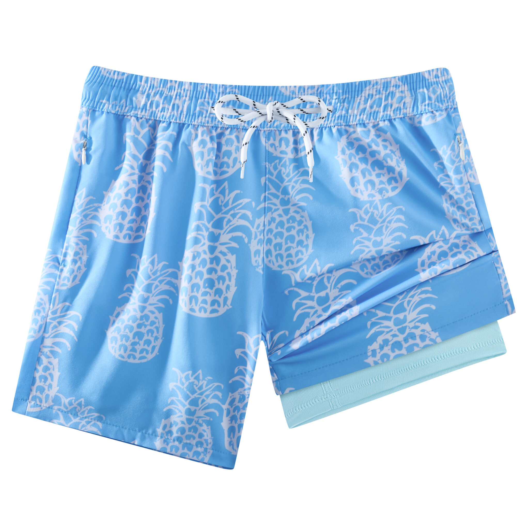 Boys 2-in-1 Swim Trunks with Zipper Pockets