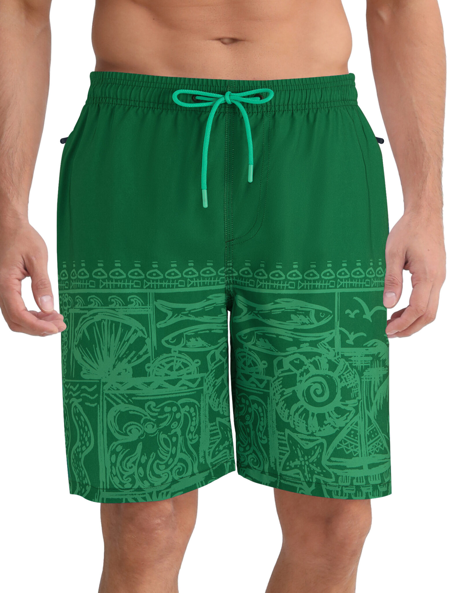 Men's Swim Shorts 9" Quick Dry Zipper Pockets