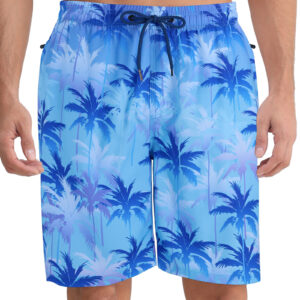 Men's Swim Shorts 9" Quick Dry Zipper Pockets
