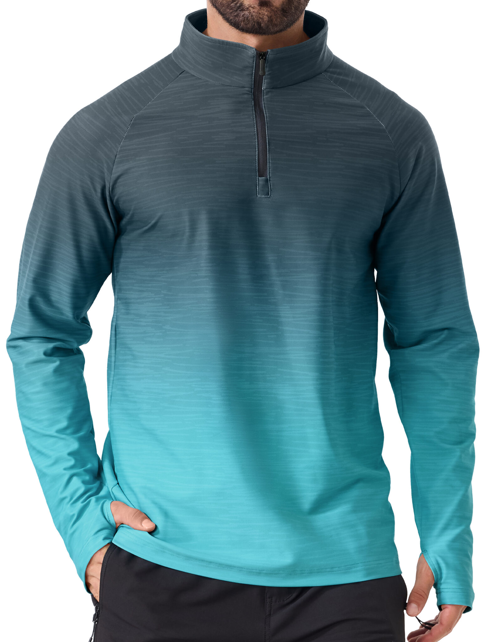 Men's Quarter Zip Pullover Athletic Shirt Long Sleeve