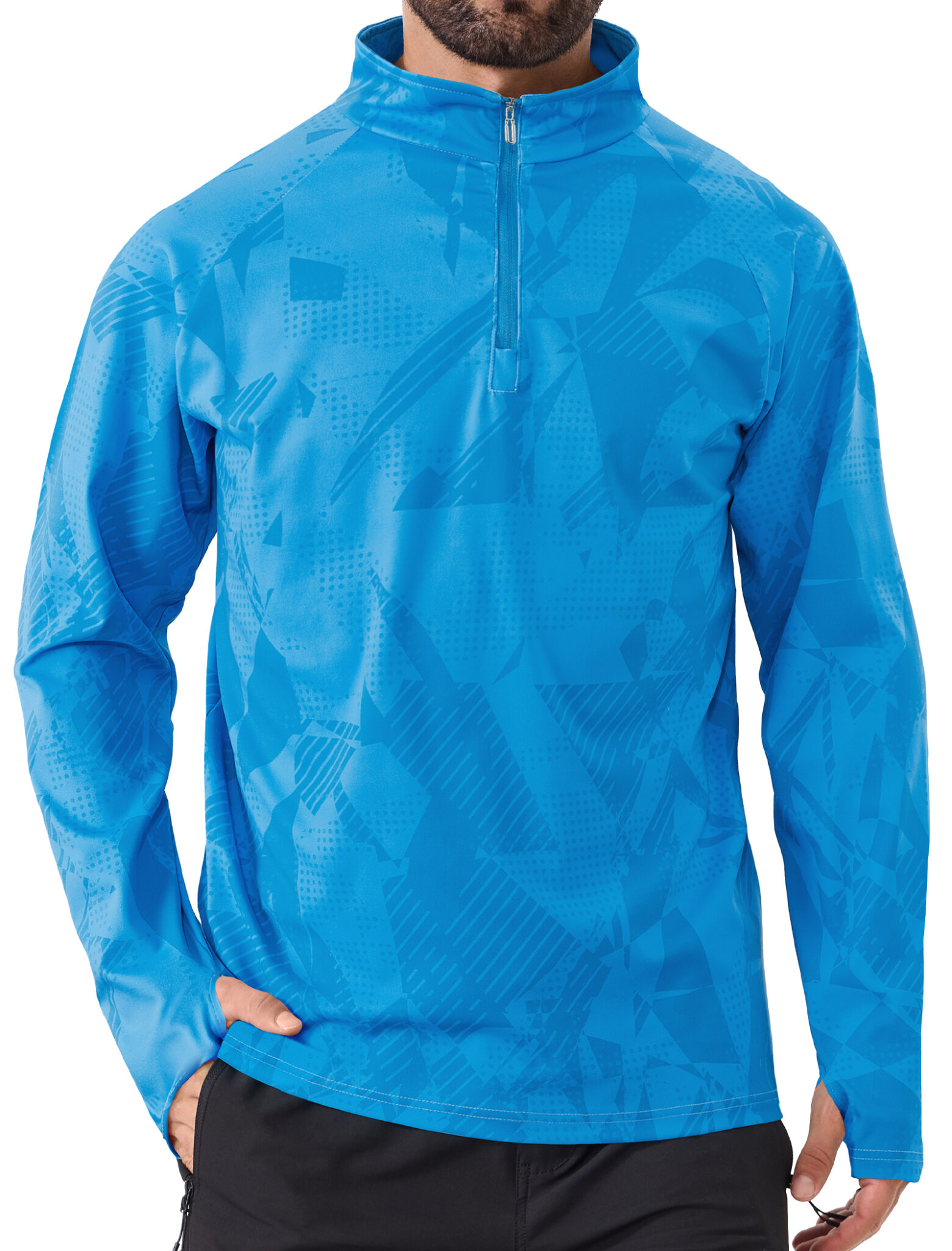 Men's Quarter Zip Pullover Athletic Shirt Long Sleeve
