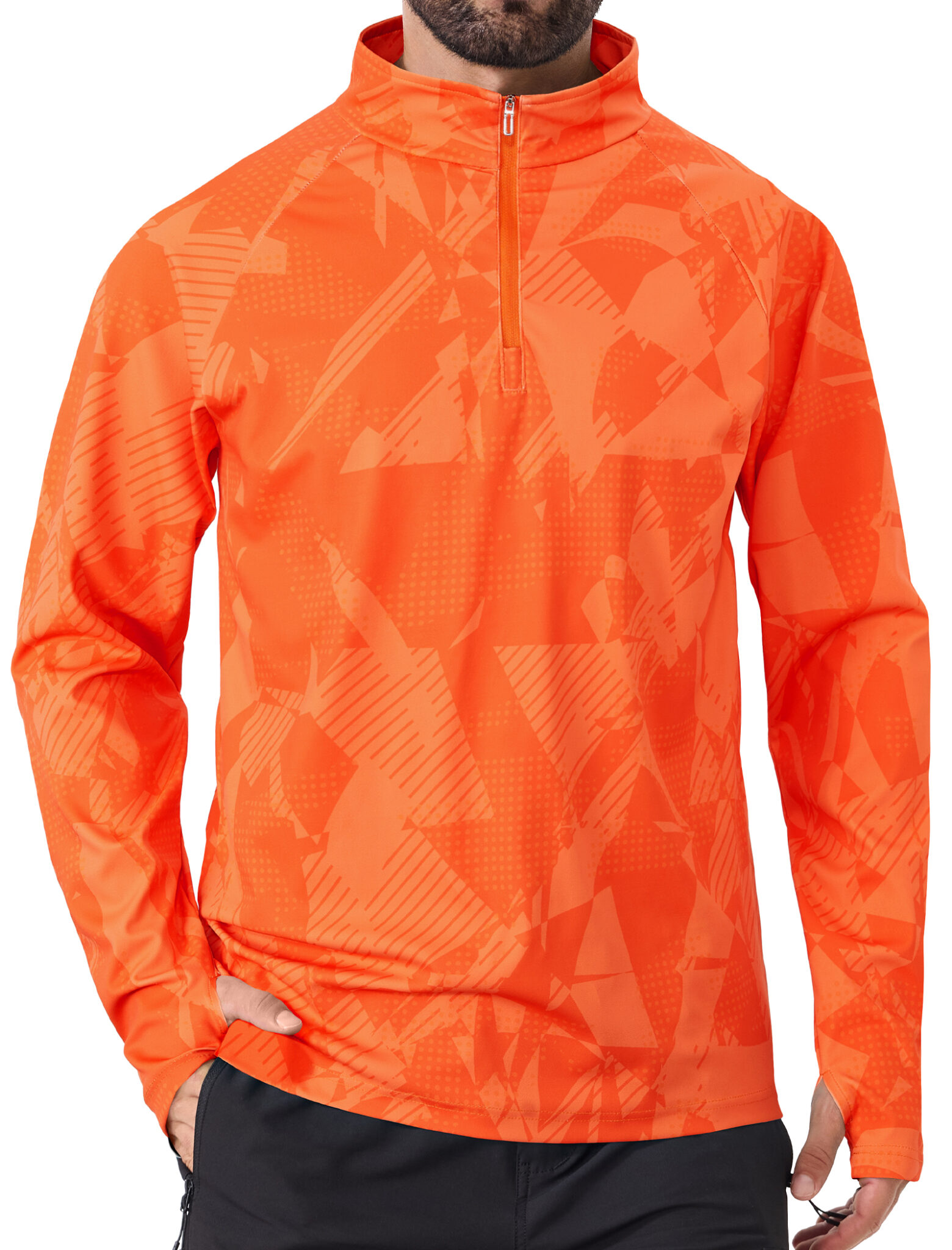Men's Quarter Zip Pullover Athletic Shirt Long Sleeve