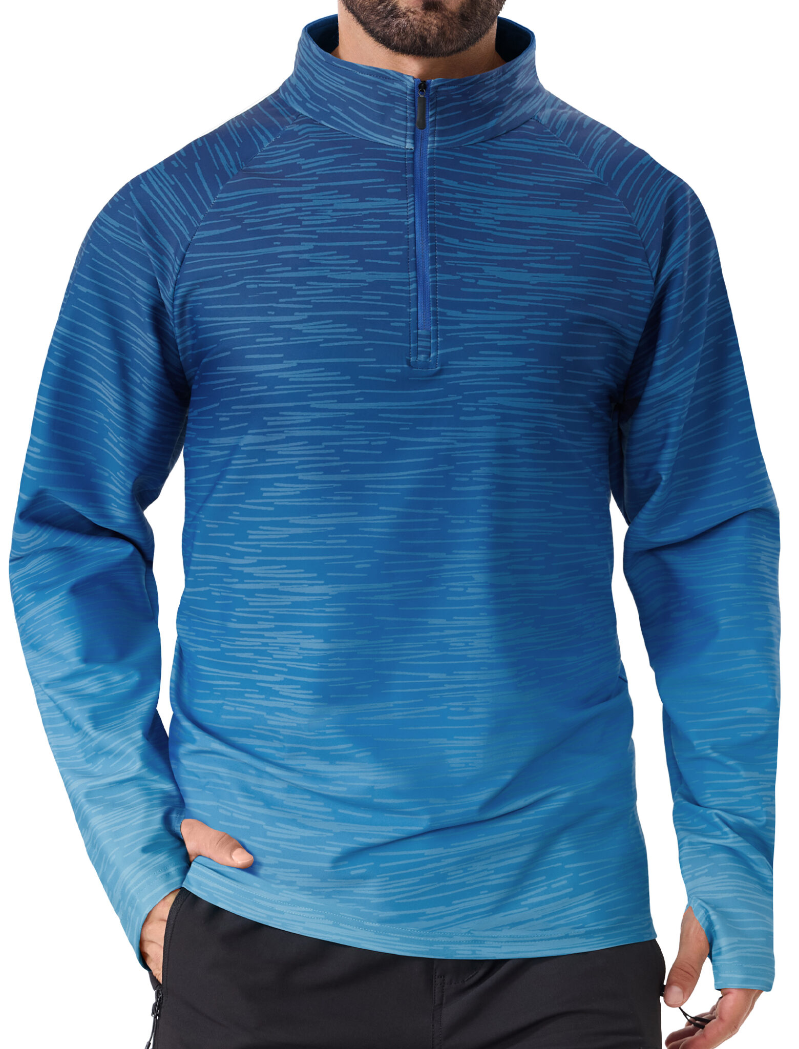 Men's Quarter Zip Pullover Athletic Shirt Long Sleeve