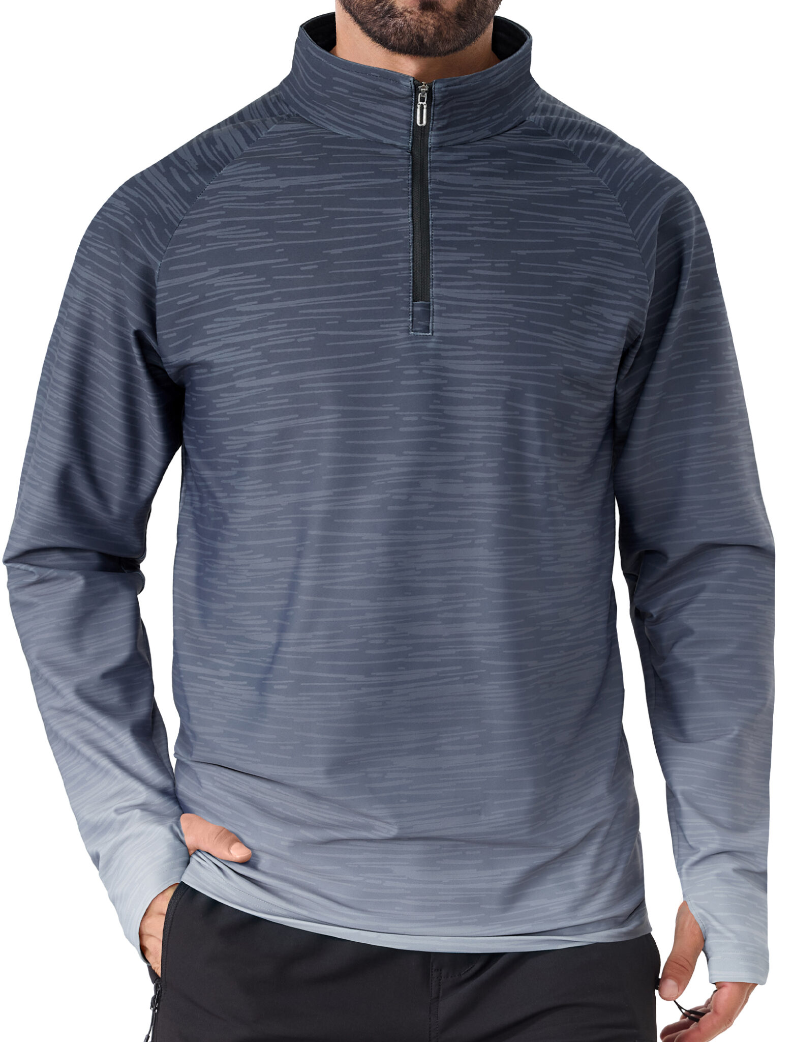 Men's Quarter Zip Pullover Athletic Shirt Long Sleeve
